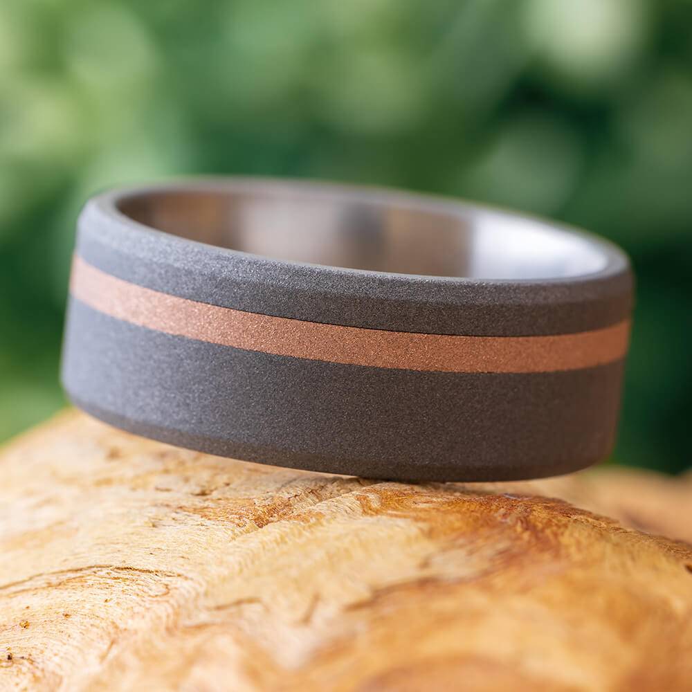 Titanium and Rose Gold Wedding Band for Men