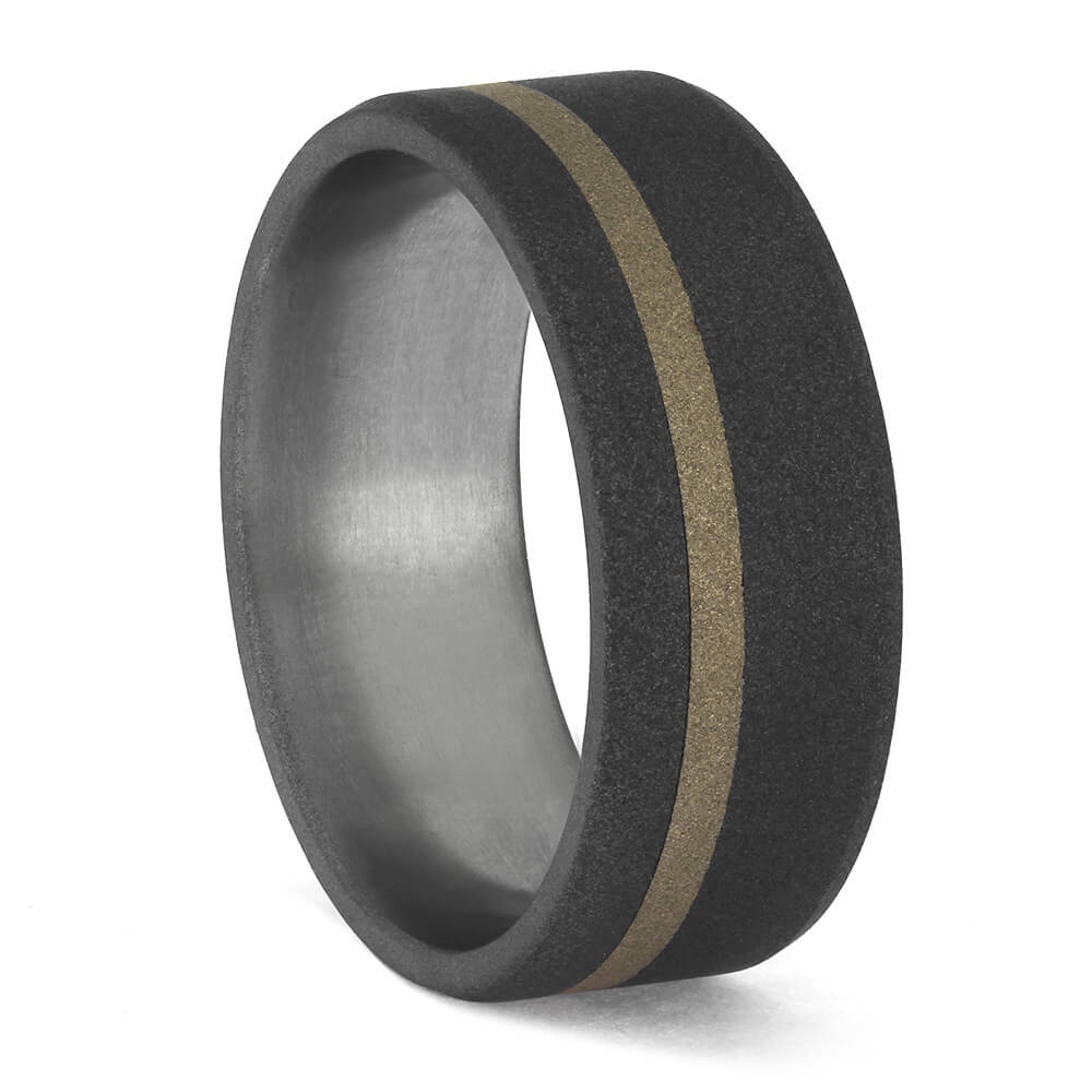 Simple Titanium Ring with Gold Pinstripe