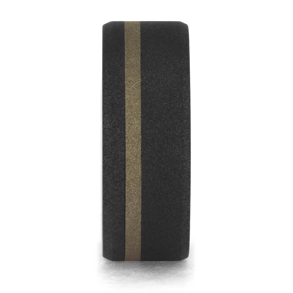 Simple Titanium Ring with Gold Pinstripe