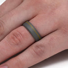 Minimalist Titanium Ring with Gold Pinstripe