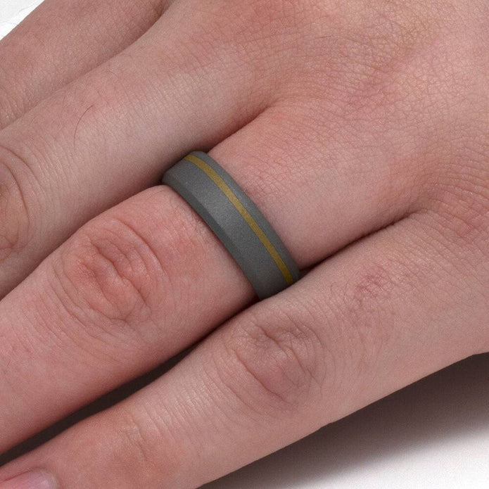 Minimalist Titanium Ring with Gold Pinstripe