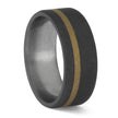 Sandblasted Titanium Wedding Band with Yellow Gold Pinstripe
