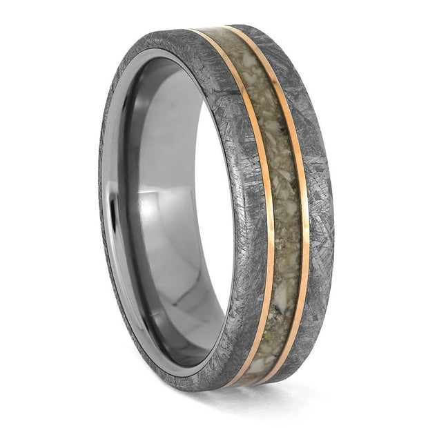 Memorial Ring with Rose Gold Pinstripes
