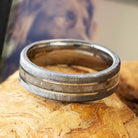 White Gold Memorial Ring with Meteorite