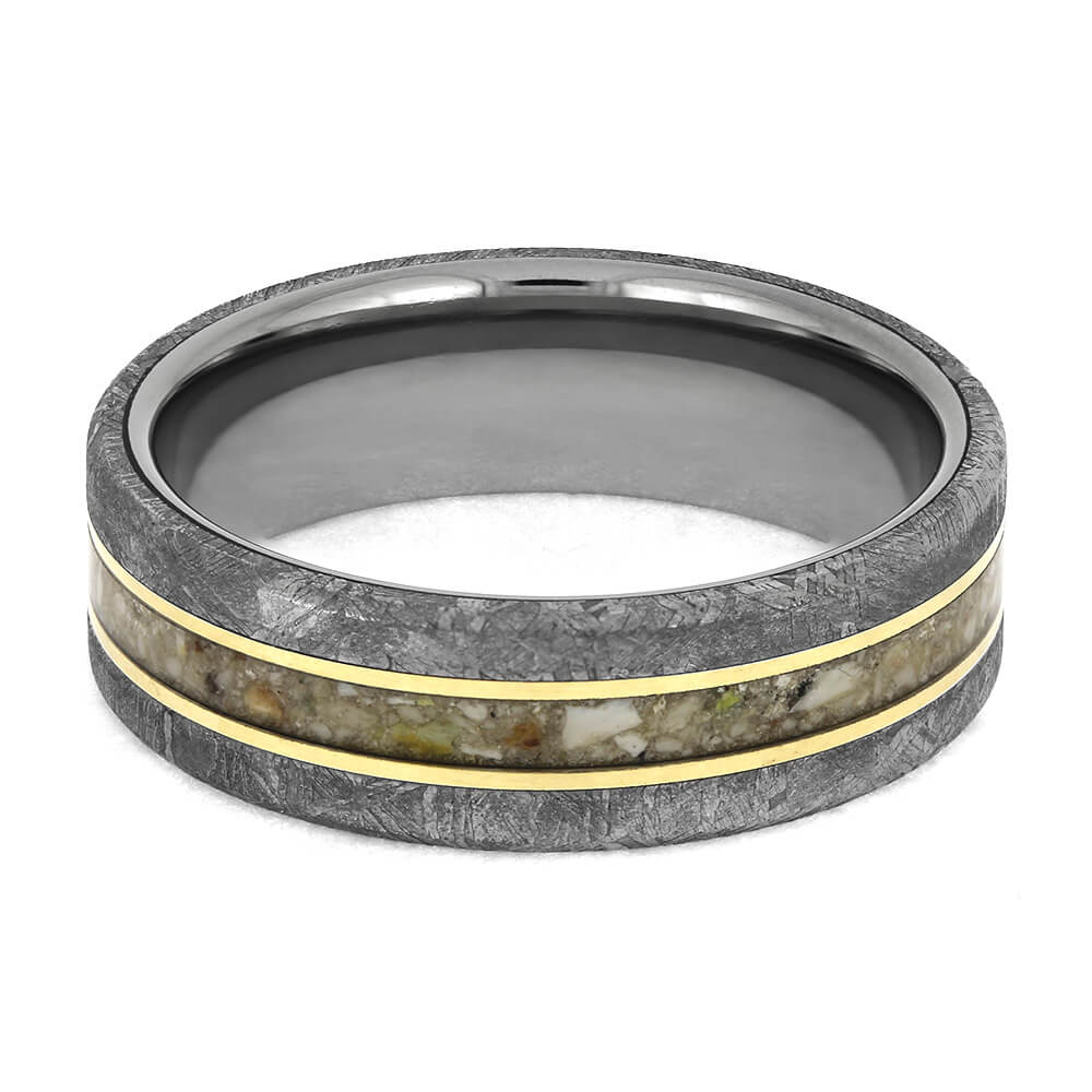Memorial Ring with Gold Pinstripes