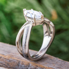 Platinum Engagement Ring with Meteorite and Dinosaur Bone