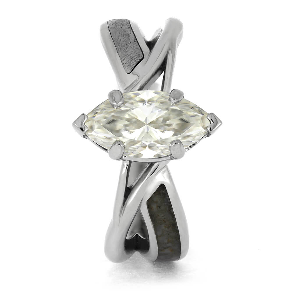 Meteorite and Dino Bone Engagement Ring