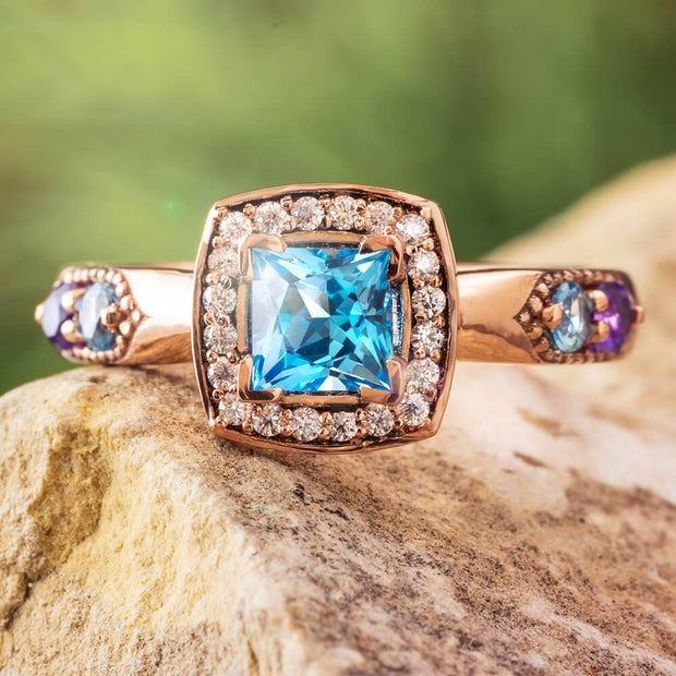 Unique Handmade Halo Engagement Ring