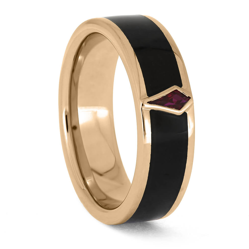 Ruby Birthstone and Rose Gold Wedding Band