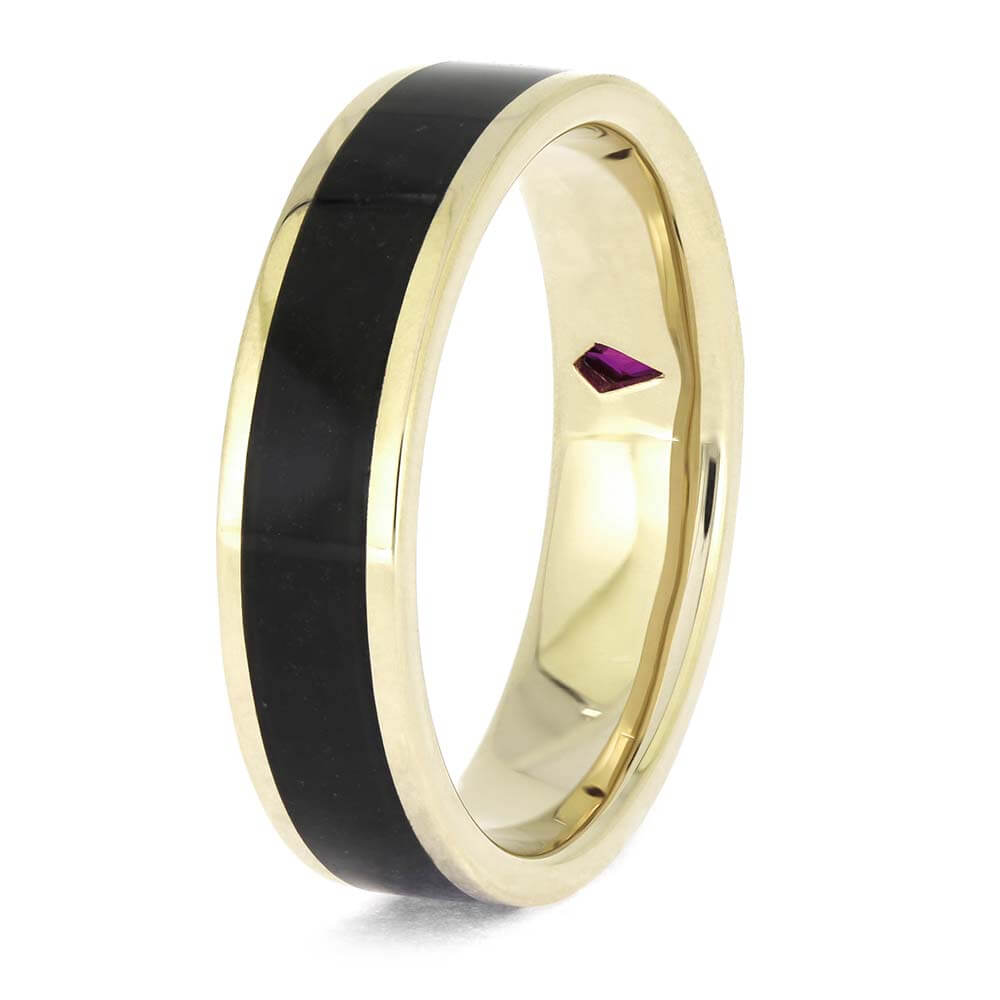 Men's Ruby Wedding Band in White Gold