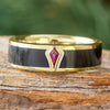 Black Jade Wedding Band for Men with Ruby