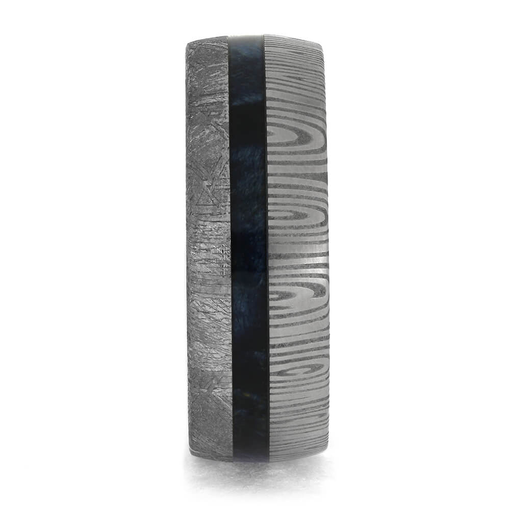 Meteorite and Damascus Steel Wedding Band