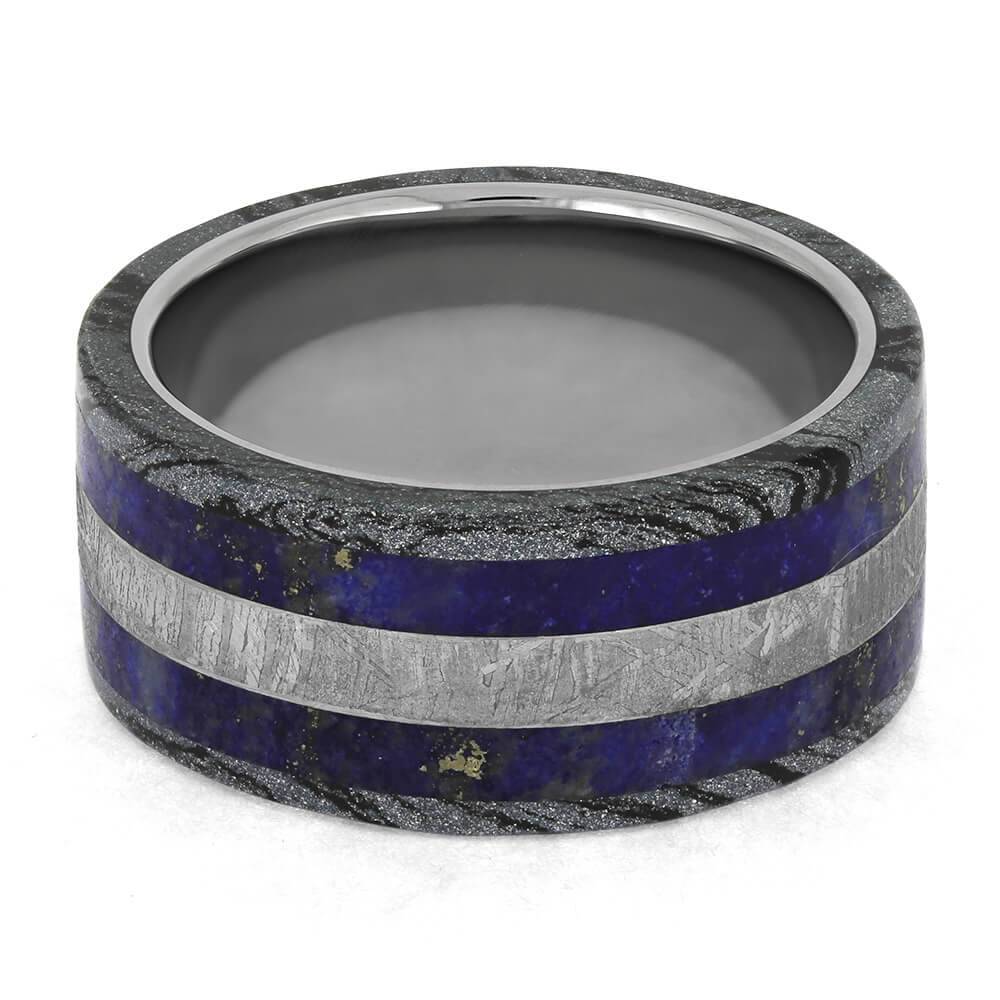 Men's Meteorite and Blue Wedding Band