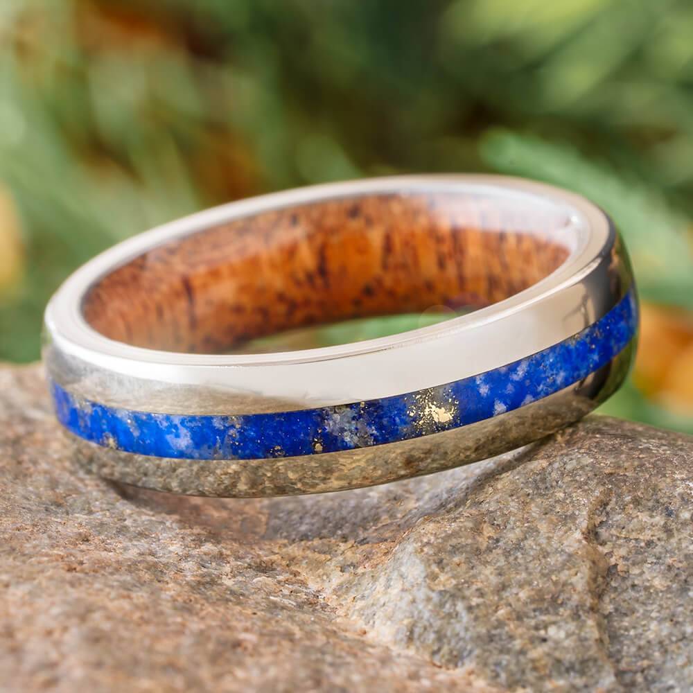 Lapis and Mesquite Wood Wedding Band