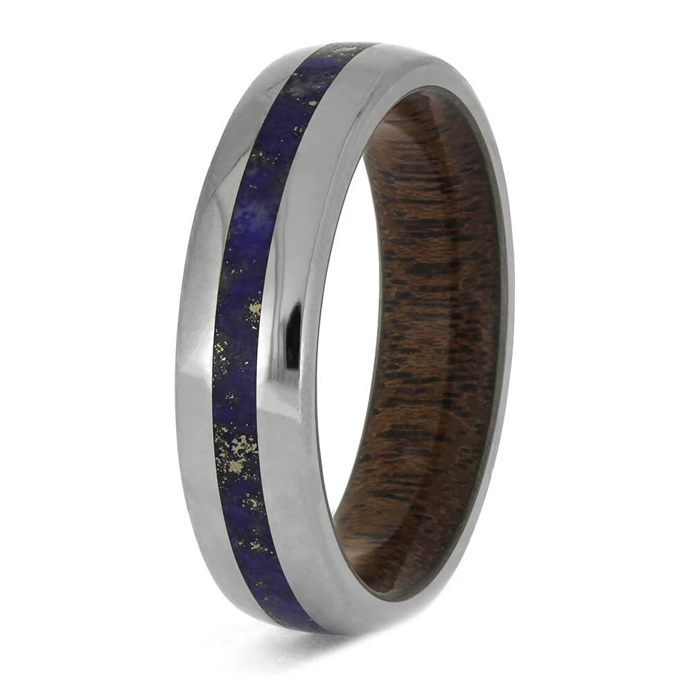 Handmade Lapis Lazuli and Wood Ring