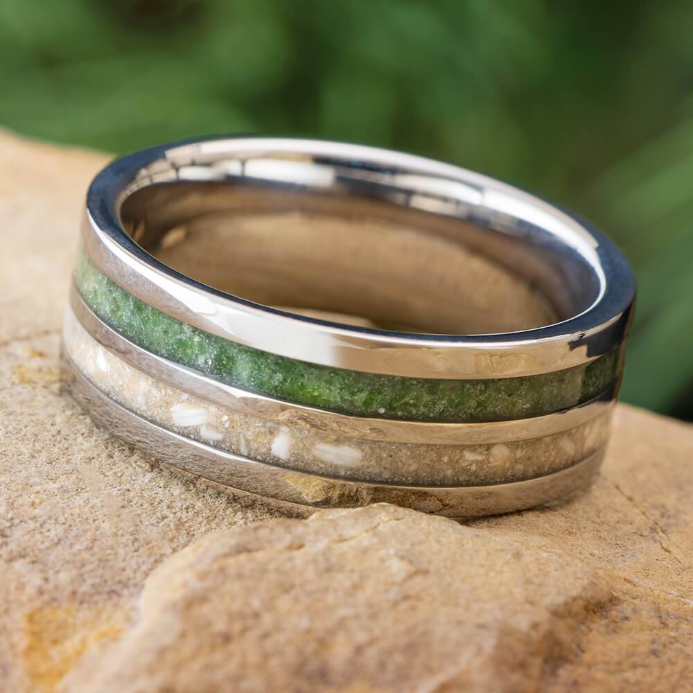 Titanium Mens Rings For Ashes Of Loved One Cremation Memorial