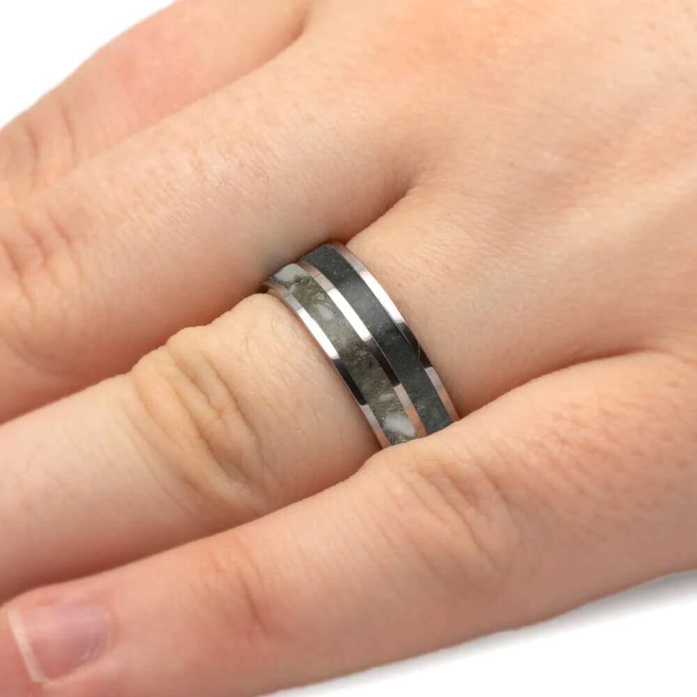Titanium Memorial Ring with Ashes