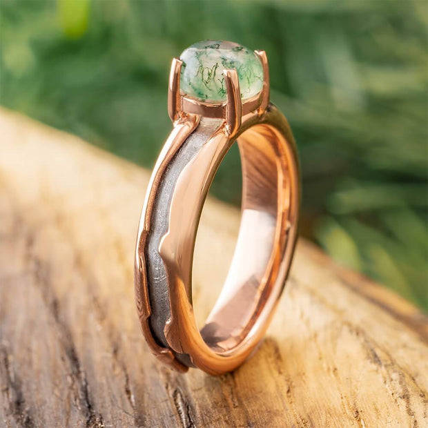 Moss Agate Engagement Ring