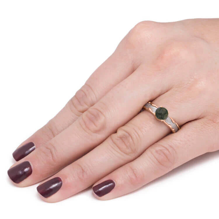Moss Agate Cabochon Solitaire