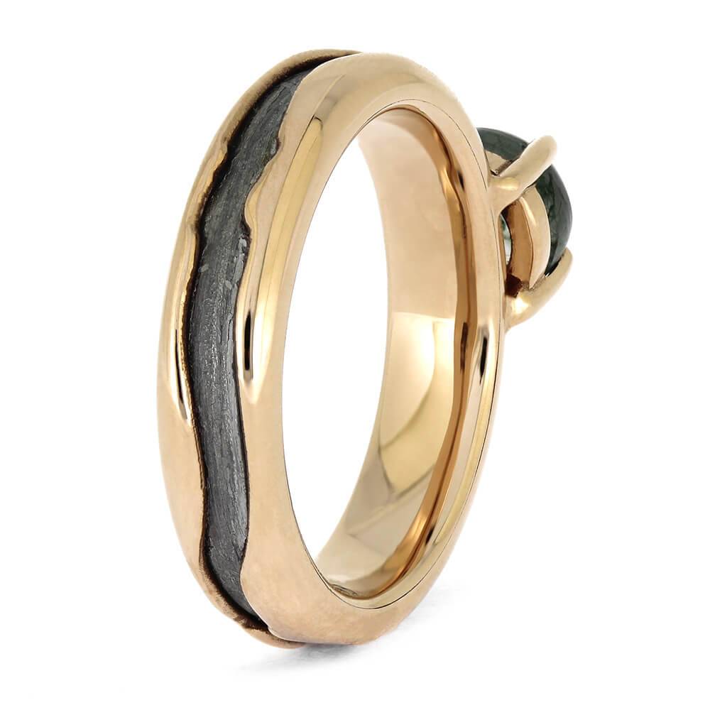 Rose Gold and Meteorite Engagement Ring