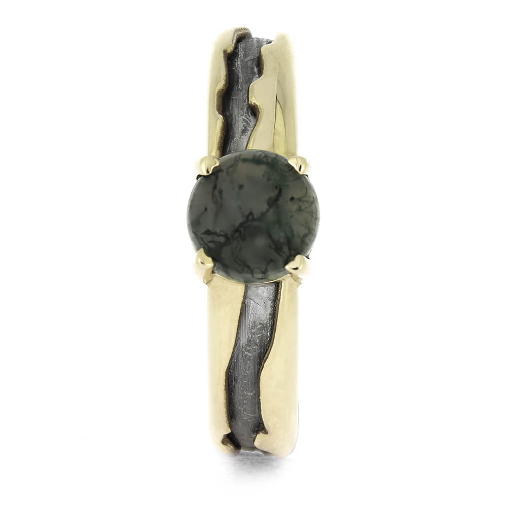 White Gold Moss Agate Engagement Ring