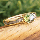 Meteorite and Moss Agate Engagement Ring