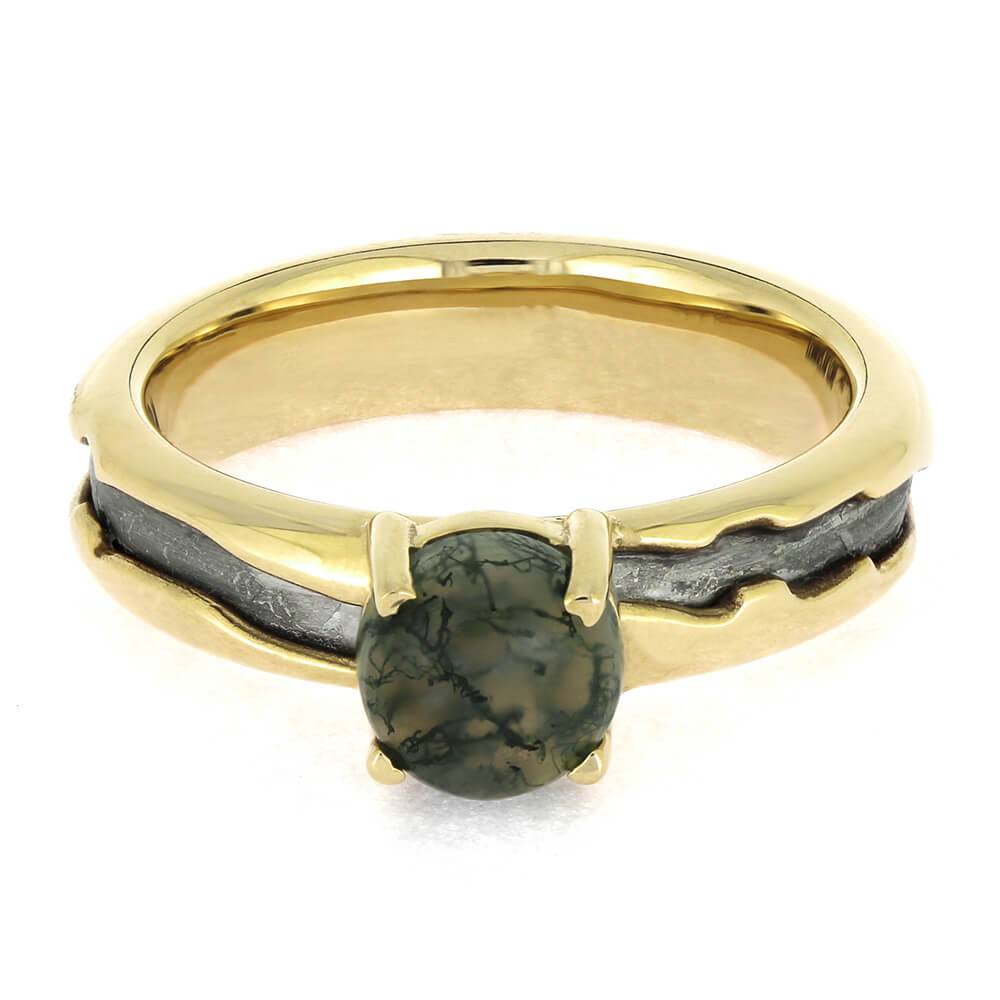 Handmade Green Moss Agate Engagement Ring