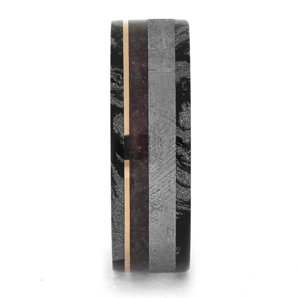 Meteorite and Alexandrite Wedding Band for Men