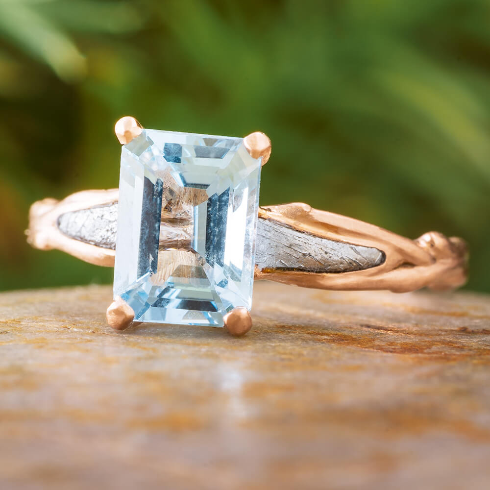 Rose Gold and Aquamarine Engagement Ring