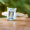 Aquamarine Engagement Ring with Meteorite