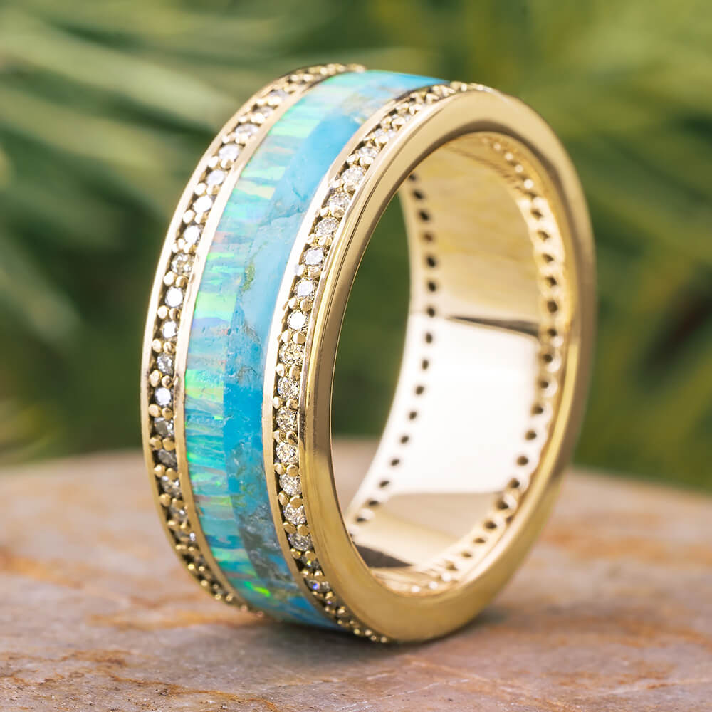Opal and Turquoise Eternity Band