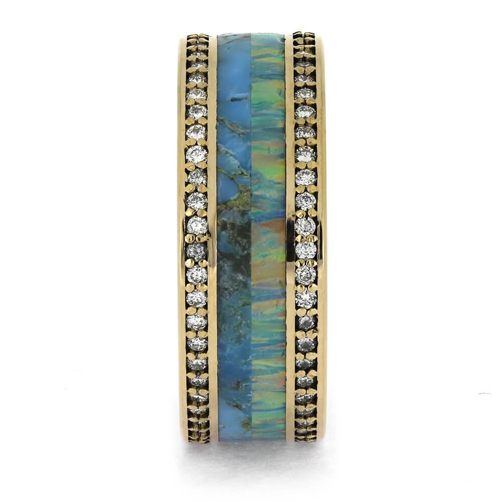 Custom Ring with Opal and Turquoise Inlays