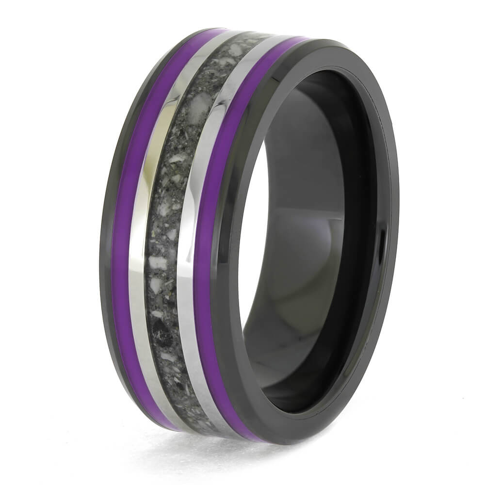 Cremation Ring with Purple Enamel