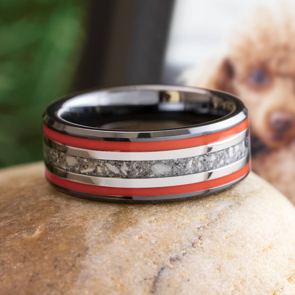 Black Ceramic and Red Enamel Memorial Jewelry