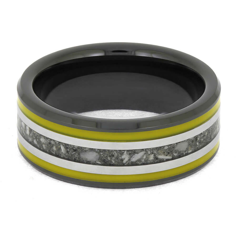 Yellow Memorial Ring in Black Ceramic