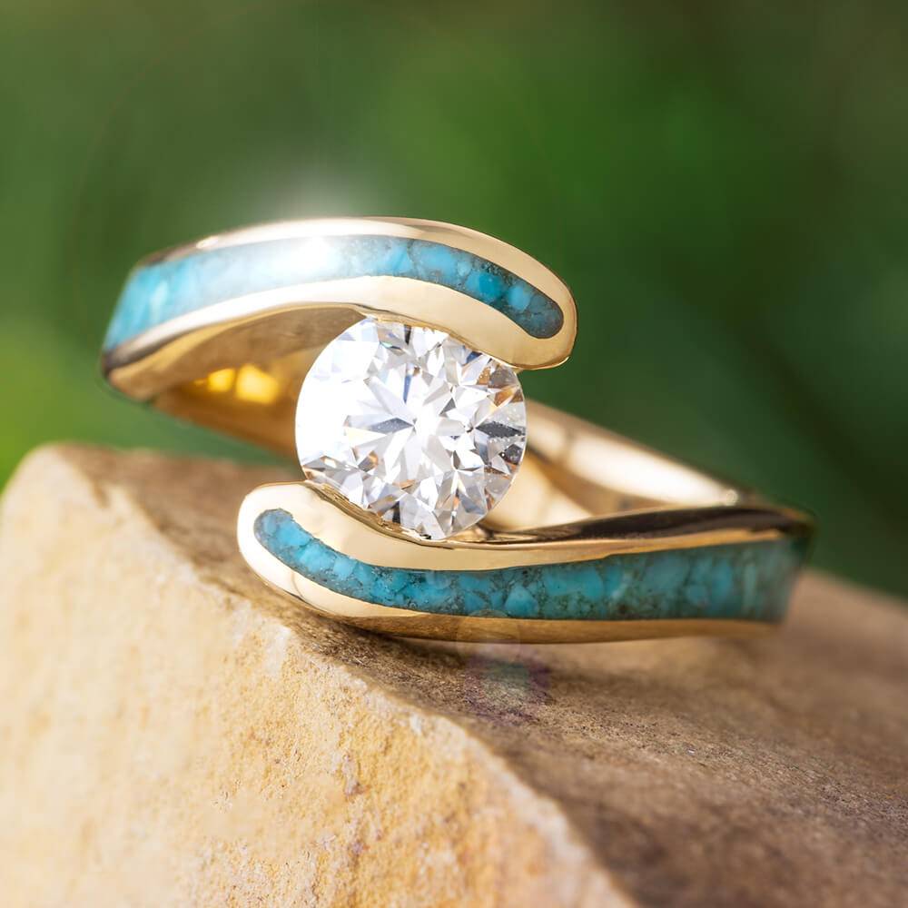 Gold and Turquoise Engagement Ring