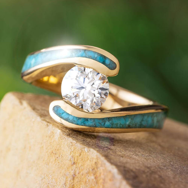 Gold and Turquoise Engagement Ring