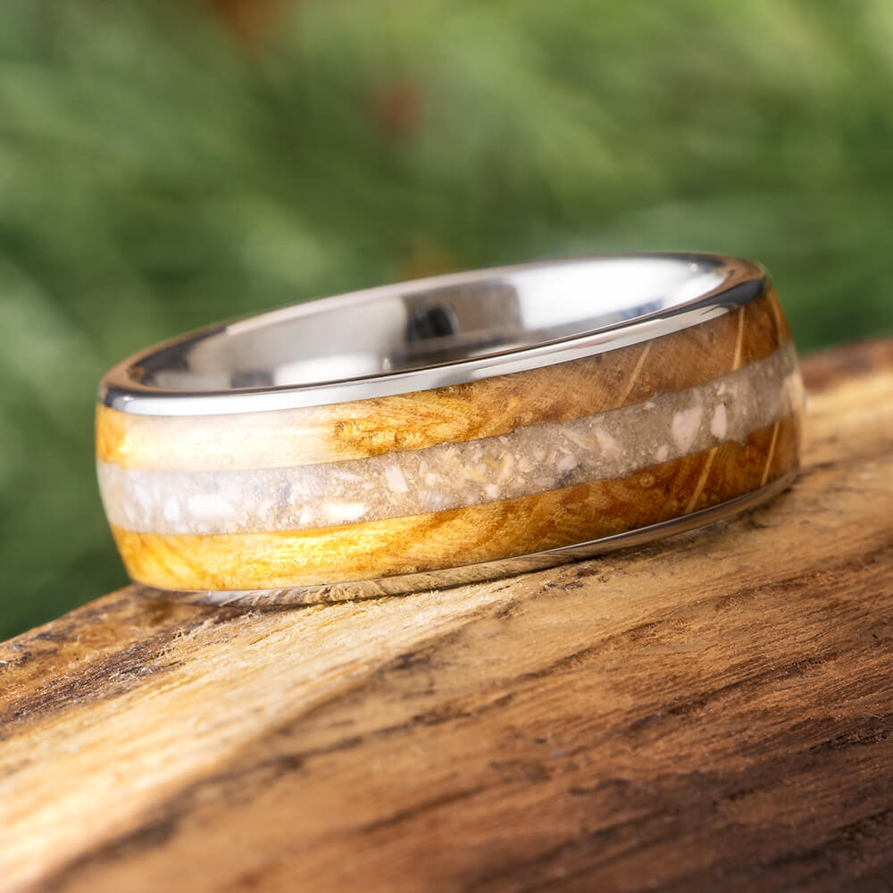 Memorial Ring with Whiskey Barrel Wood