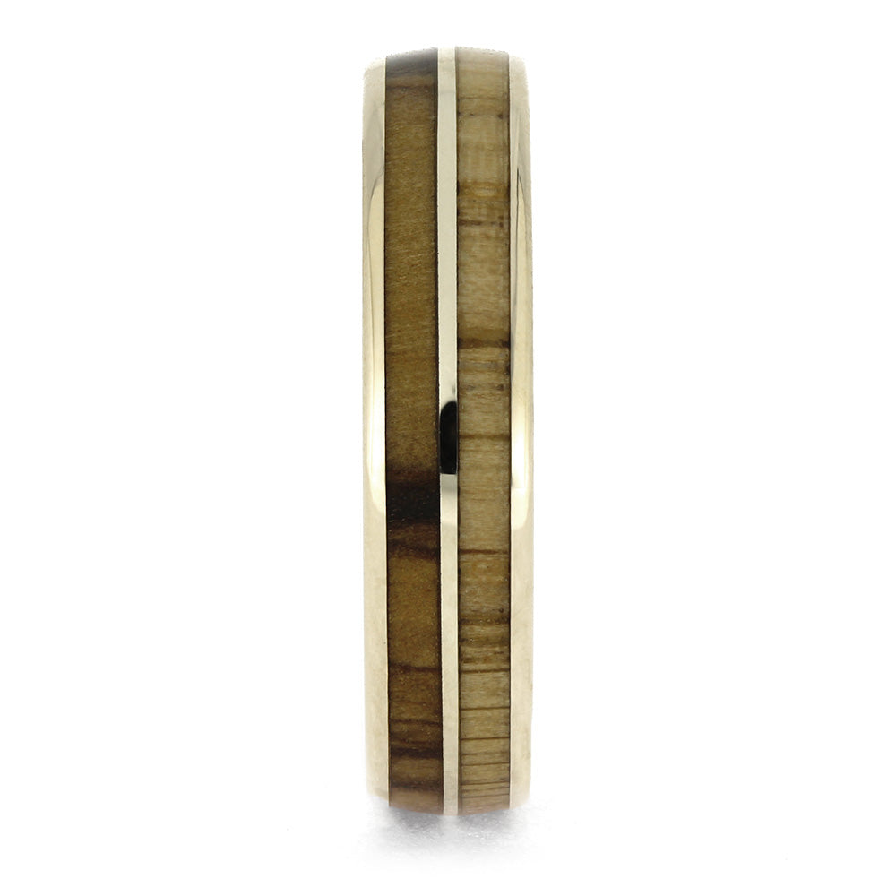 White Gold Wedding Ring with Wood
