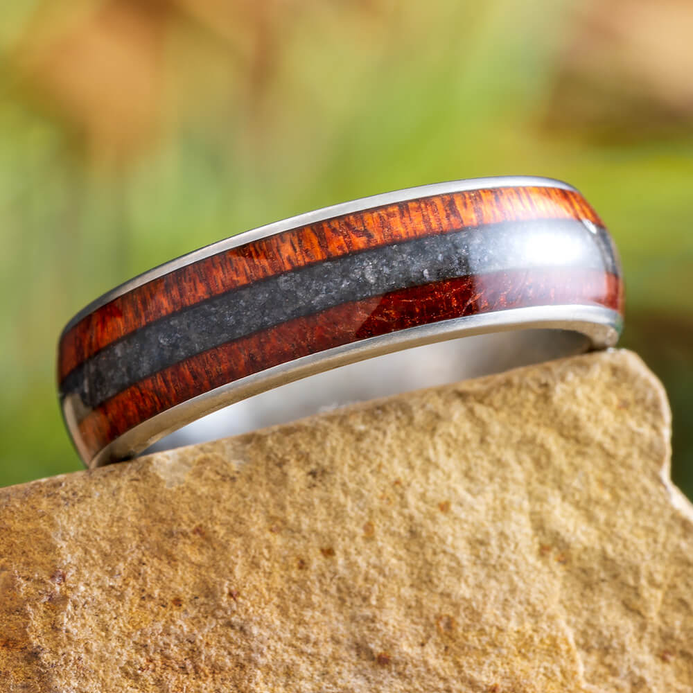 Bloodwood and Obsidian Wedding Band