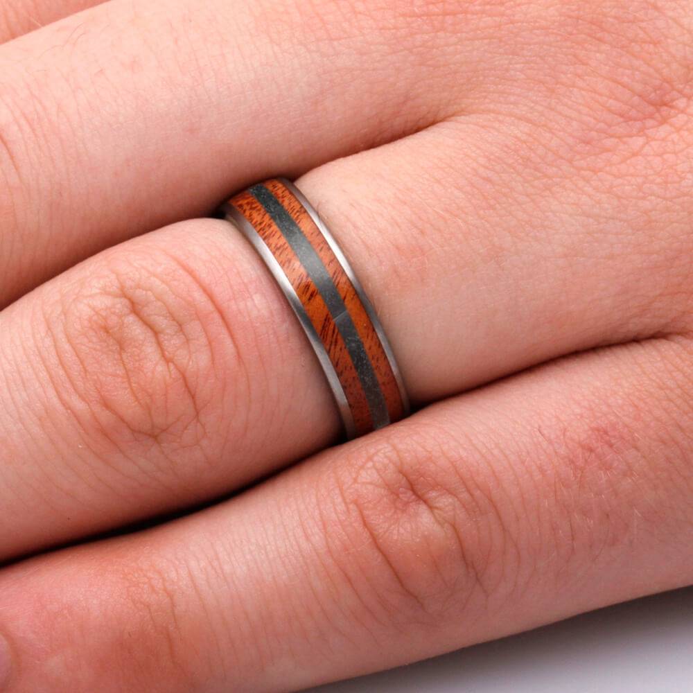 Onyx and Bloodwood Wedding Band