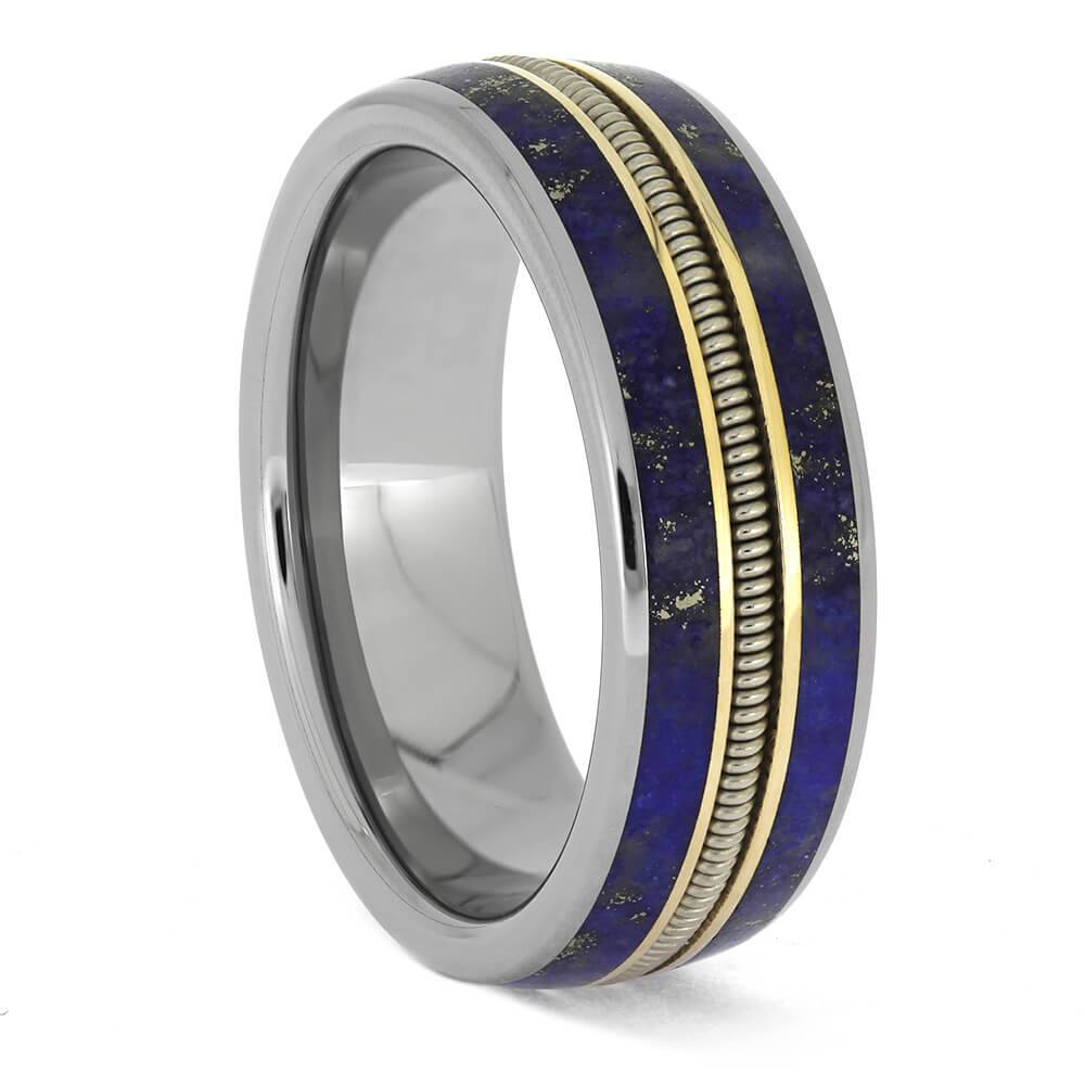 Guitar String and Lapis Lazuli Wedding Band