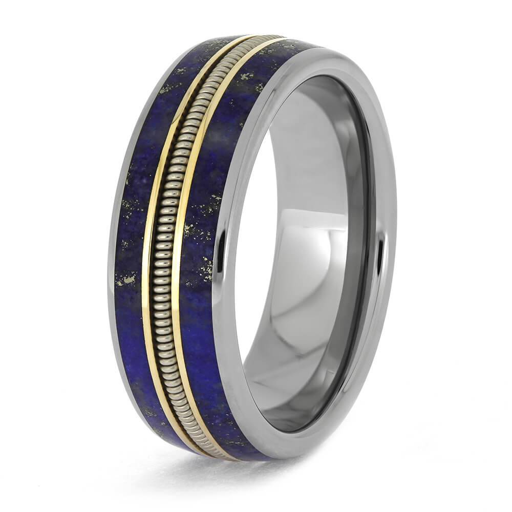 Guitar String and Lapis Wedding Ring
