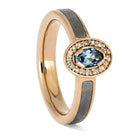 Engagement Ring with Meteorite and Blue Topaz