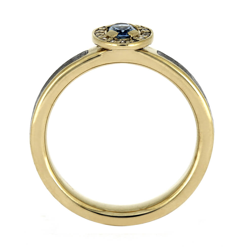 Meteorite Halo Engagement Ring