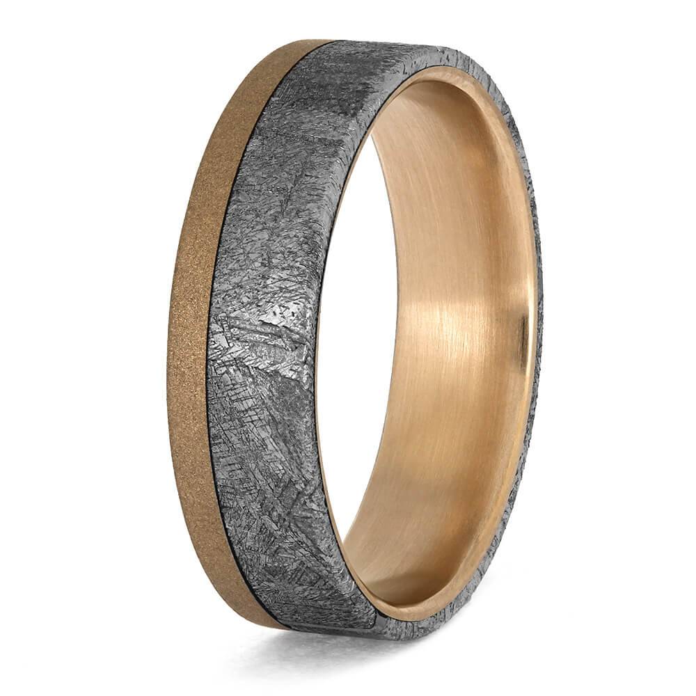 Gibeon Meteorite Ring with Rose Gold Edge