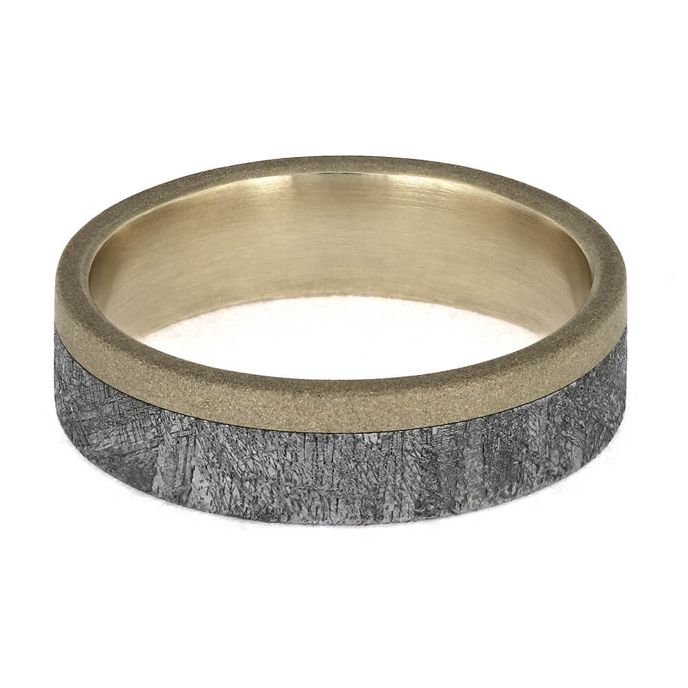 Handmade Men's Wedding Ring with Meteorite
