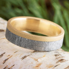 Men's Sandblasted Gold and Meteorite Ring