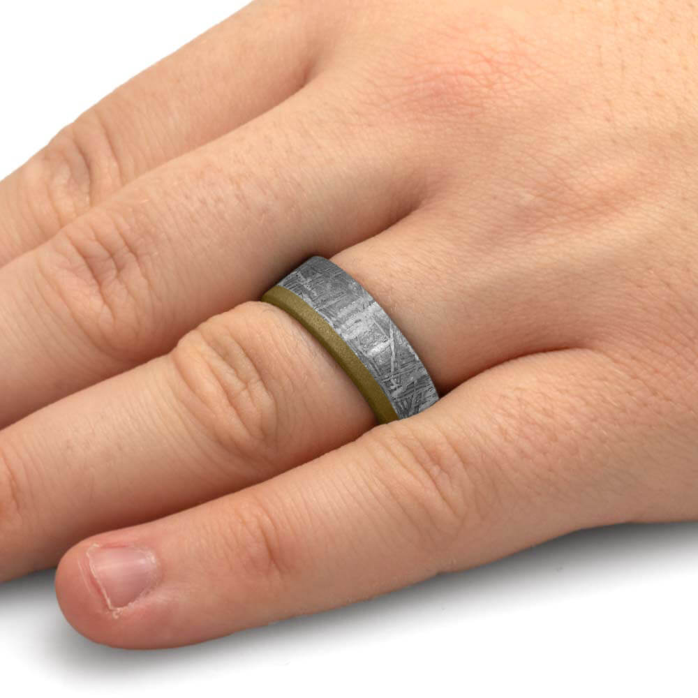 Wedding Ring for Men with Meteorite