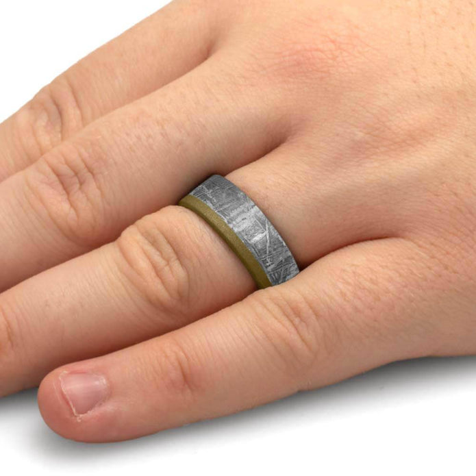 Wedding Ring for Men with Meteorite